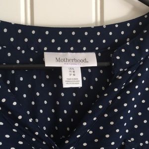 Motherhood Maternity Tops - Polkadot blue blouse Motherhood Maternity Tops - Polkadot blue blouse